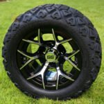 12" RALLY Machined/Black Wheels and 20x10-12" DOT All Terrain Tires Combo - Set of 4