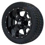 12" STALKER Black Aluminum Wheels and 215/40-12 Low Profile DOT Tires Combo - Set of 4