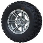 12" TERMINATOR Gunmetal Machined Wheels and 23x10.5-12" All Terrain Tires Combo - Set of 4