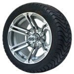 12" TERMINATOR Gunmetal Machined Wheels and Low Profile 215/40-12 DOT Tires - Set of 4