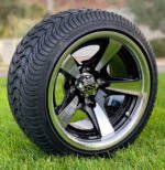 12" BULLITT Machined/Black Aluminum Wheels and 215/40-12 Low Profile DOT Tires Combo - Set of 4