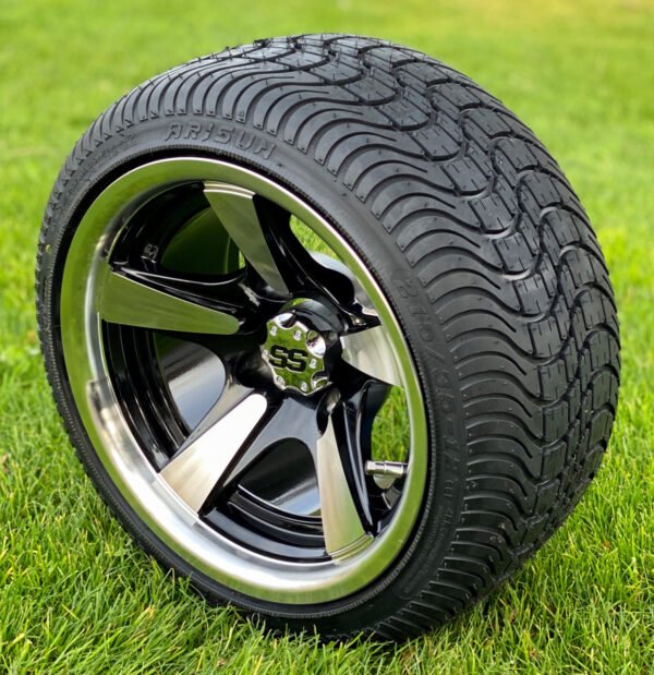 12" BULLITT Machined/Black Aluminum Wheels and 215/40-12 Low Profile DOT Tires Combo - Set of 4 - Image 4