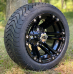 12" TERMINATOR Gloss Black Aluminum Wheels and 215/40-12 Low Profile DOT Tires Combo - Set of 4