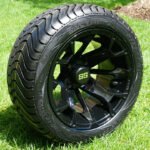 12" BLACKJACK Gloss Black Aluminum Wheels and 215/40-12 Low Profile DOT Tires Combo - Set of 4 - Image 6