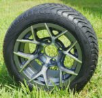 12" RALLY Gunmetal Aluminum Wheels and 215/40-12 Low Profile DOT Tires Combo - Set of 4