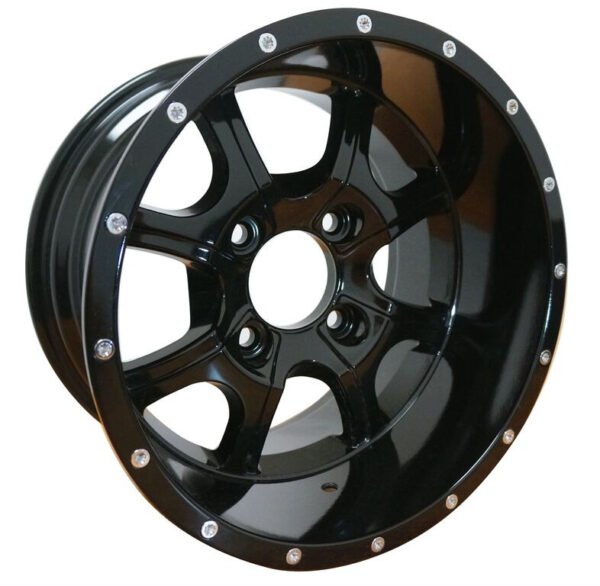 12" STALKER Black Aluminum Wheels and 215/40-12 Low Profile DOT Tires Combo - Set of 4 - Image 2