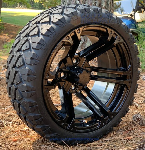 14" Terminator Gloss Black Wheels and STINGER 20x8.5-14" DOT All Terrain Golf Cart Tires Combo - Set of 4 - Image 7