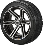 14" TERMINATOR Machined/Black Aluminum Wheels and 205/30-14 DOT Low Profile Tires Combo - Set of 4