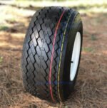 Slasher 18x8.50-8 GTX OEM Sawtooth Tires and White Golf Cart Wheels Combo - Set of 4