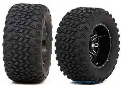 STI HD4 Black 12" Wheels and Slasher AT Trail 23x10.5-12 All Terrain Tires Combo - Set of 4 - Image 1