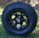 12" RALLY Gloss Black Aluminum Wheels and 23" All Terrain Tires Combo - Set of 4