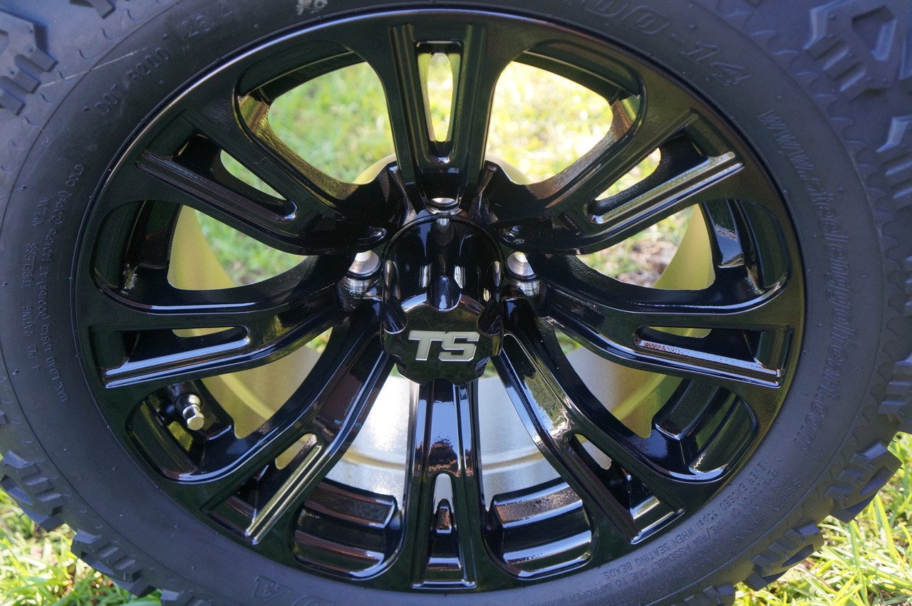 14" VOODOO Black Aluminum Wheels and 23x10-14 All Terrain Tire Combo - Set of 4 - Image 1