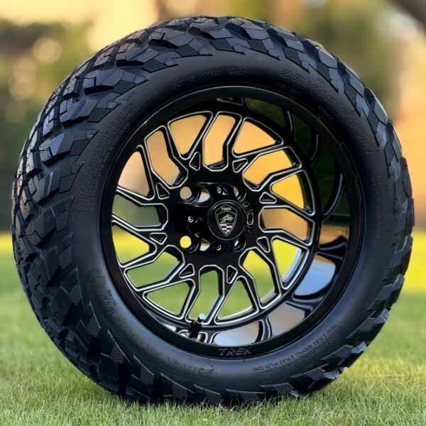 14" BLITZ Black / Milled Wheels and 23x10-14 ARTEMIS STX DOT All Terrain Tires Combo - Set of 4 - Image 3
