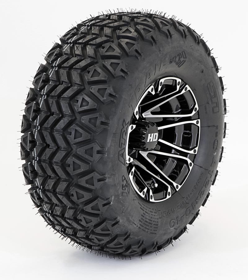 HD3 10" Machined/Black Wheels and 22" Excel ATX Trail Tires Combo - Set of 4 - Image 1
